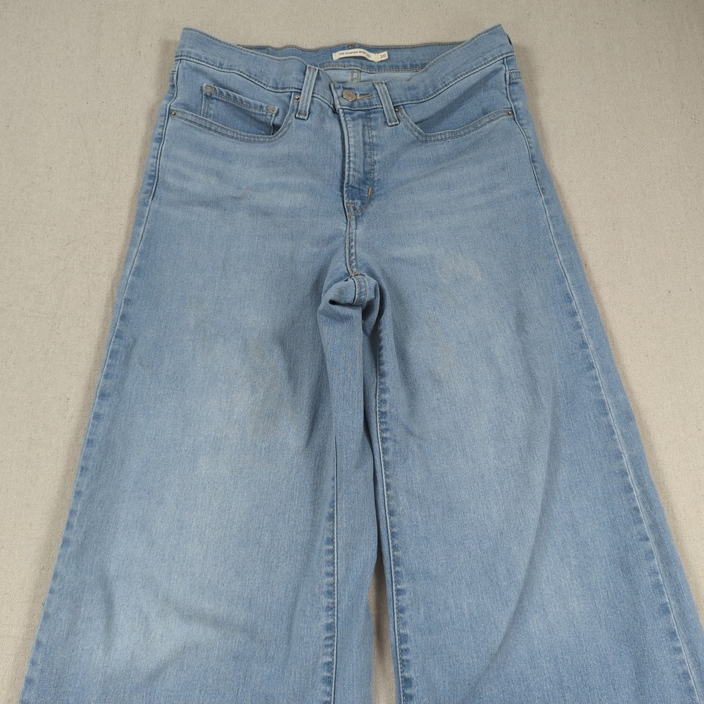 Levis Jeans Womens 30 Blue 318 Shaping Wide Leg Stretch Light Wash Boho - Picture 2 of 16